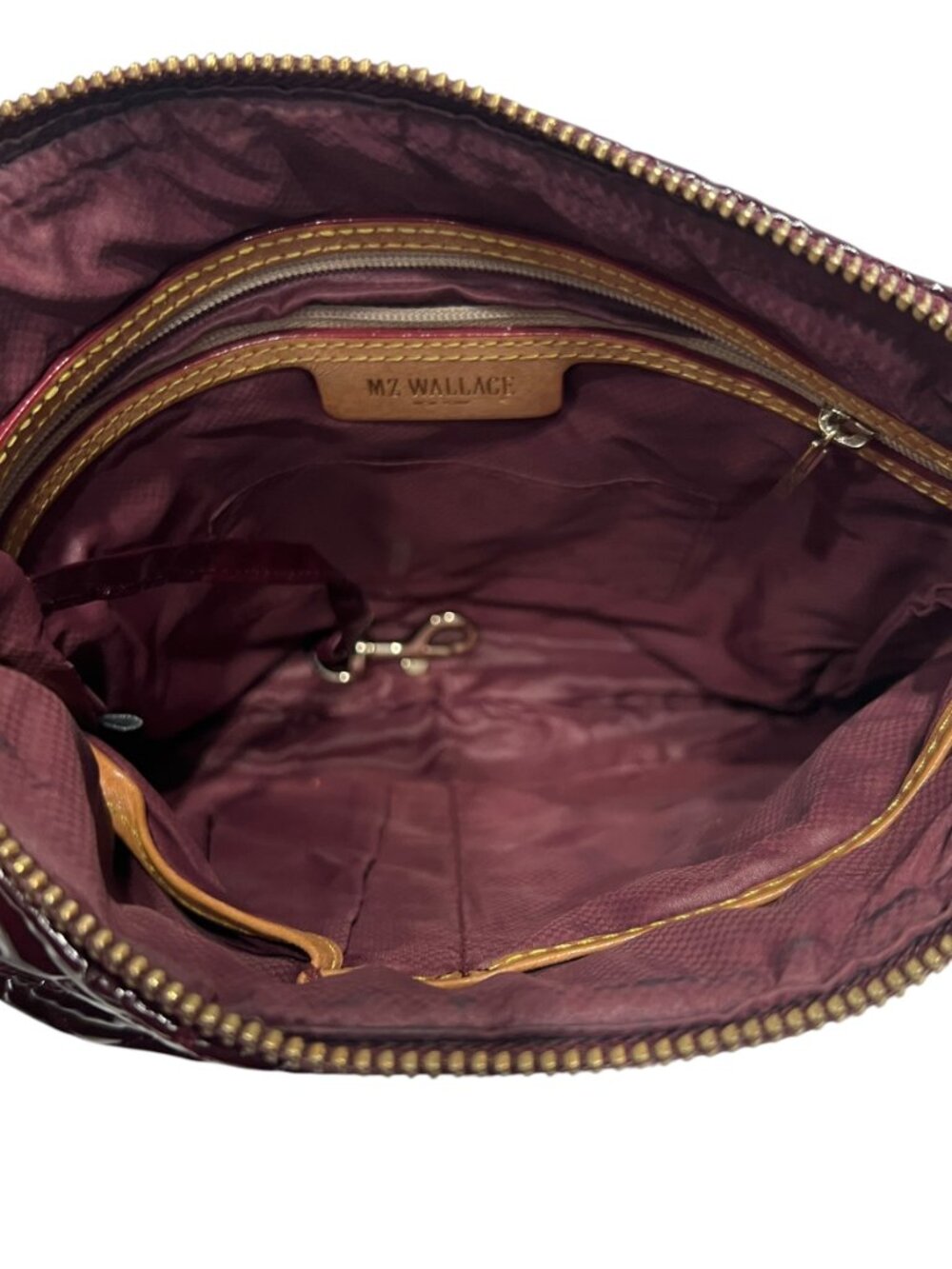 $335 MZ WALLACE Burgundy Red Downtown Crosby Patent Crossbody Shoulder Bag - Picture 7 of 10